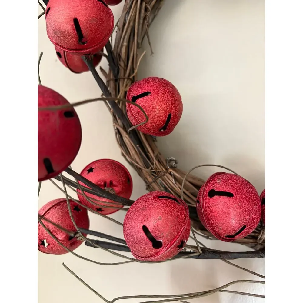 Red Metal jingle bell Christmas wreath
